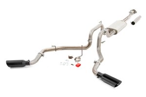 Ford F-150 Performance Exhaust - Rough Country - Dual Cat-Back - Black - '15-'20